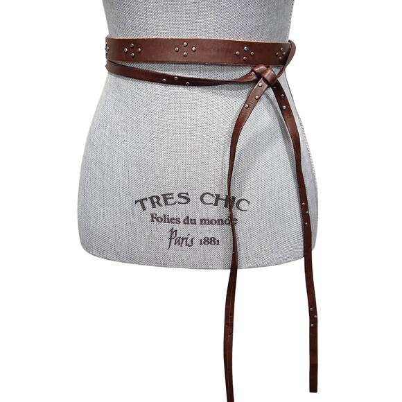 Amsterdam Heritage Studded Leather Wrap Belt | Boho Western Brown | 95.5\
